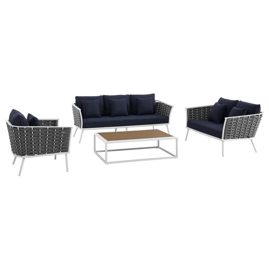 kitchen and dining room sets | CasaFoyer Stance Outdoor Collection | Modern Design | Waterproof Cushions | Durable Aluminum Frame | 4 Piece Patio Set | casafoyer.myshopify.com