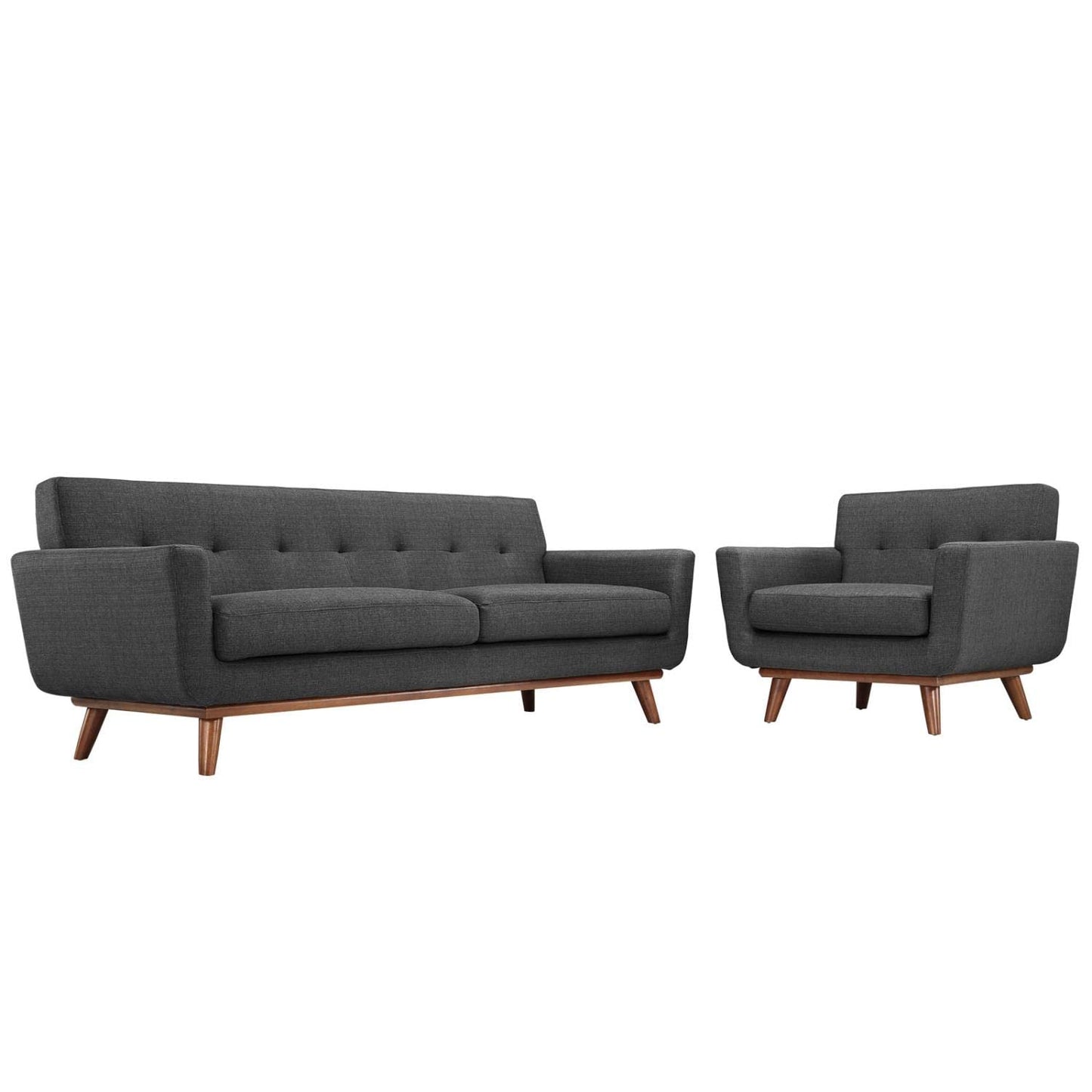 Sofa & chair Sets | Engage Sofa & Armchair Set | Ultimate Comfort & Style | Tufted Buttons | Cherry Color Rubberwood Legs | Includes 1 Armchair & 1 Sofa | casafoyer.myshopify.com