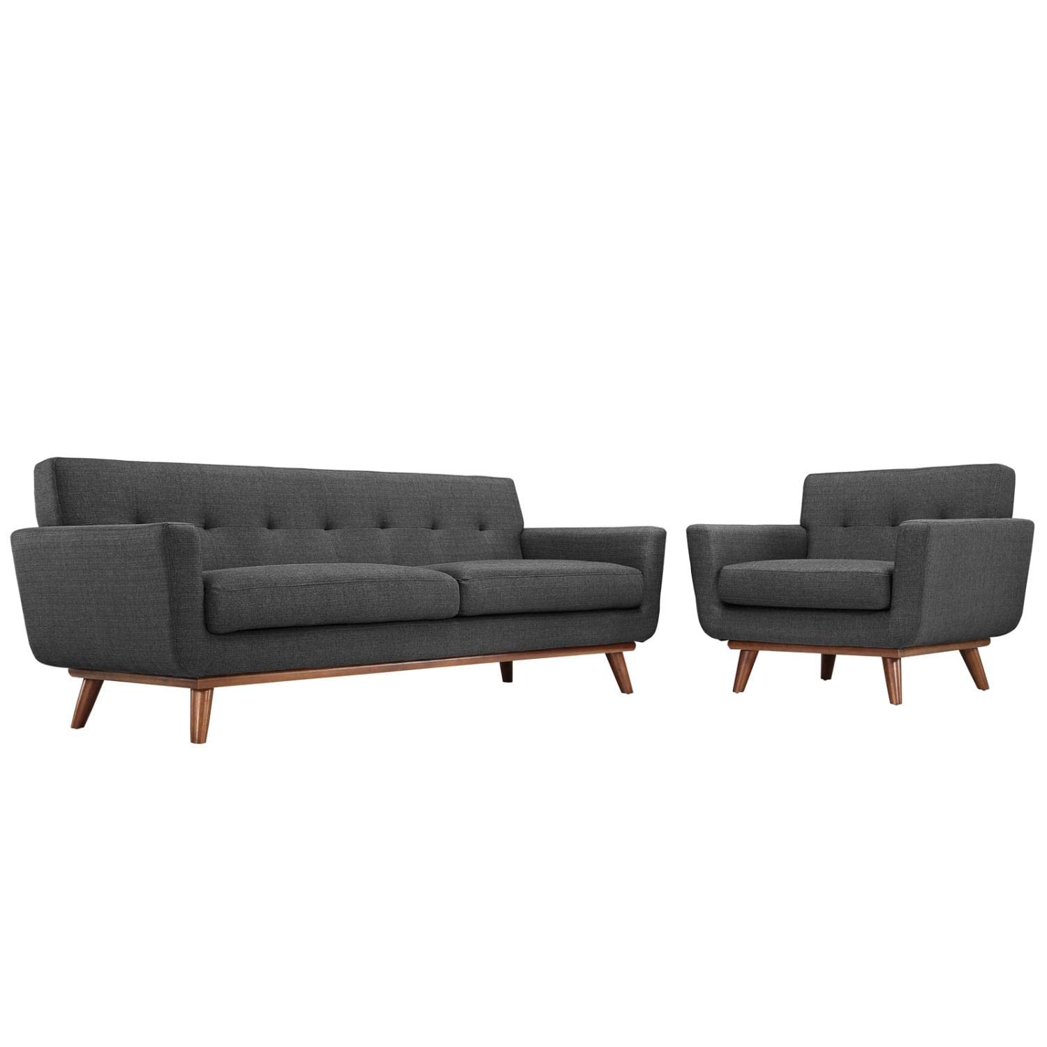 Sofa & chair Sets | Engage Sofa & Armchair Set | Ultimate Comfort & Style | Tufted Buttons | Cherry Color Rubberwood Legs | Includes 1 Armchair & 1 Sofa | casafoyer.myshopify.com