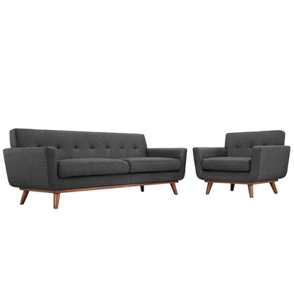 Sofa & chair Sets | Engage Sofa & Armchair Set | Ultimate Comfort & Style | Tufted Buttons | Cherry Color Rubberwood Legs | Includes 1 Armchair & 1 Sofa | casafoyer.myshopify.com