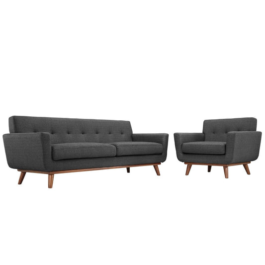 Sofa & chair Sets | Engage Sofa & Armchair Set | Ultimate Comfort & Style | Tufted Buttons | Cherry Color Rubberwood Legs | Includes 1 Armchair & 1 Sofa | casafoyer.myshopify.com
