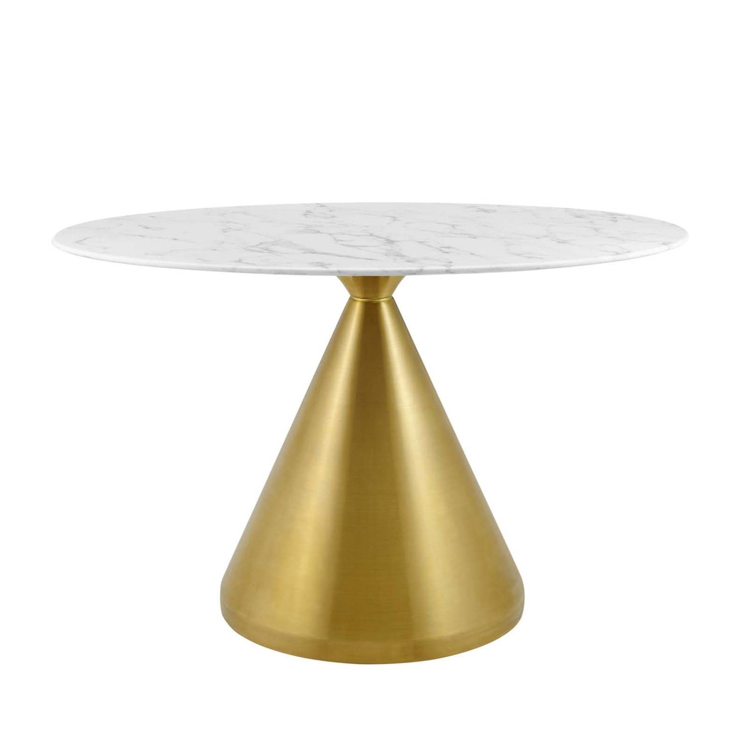 patio dining tables | CasaFoyer Tupelo 48 Dining Table | Modern Style | Mid-Century Charm | Artificial Marble Top | Gold Metal Base | Scratch-Resistant Finish | Non-Marking Ring | casafoyer.myshopify.com
