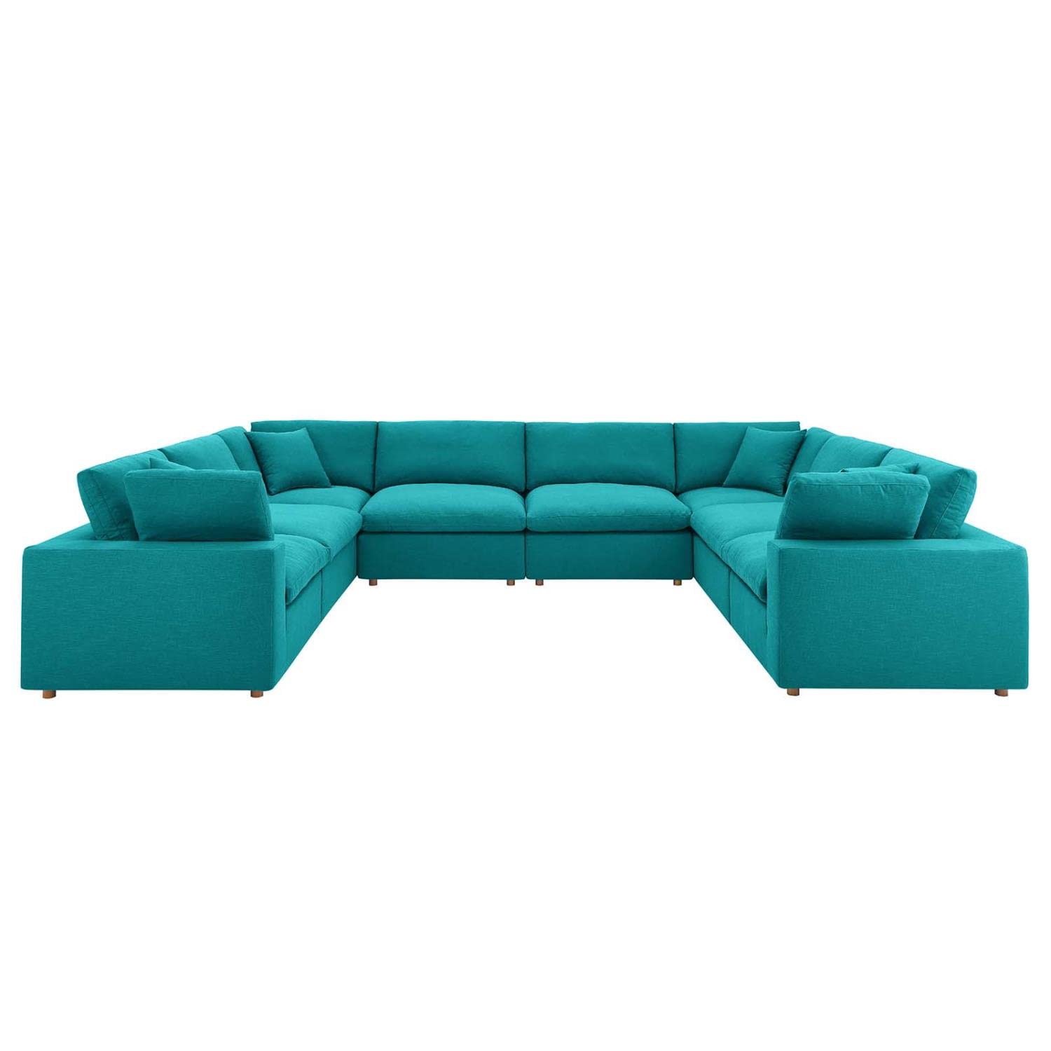 kitchen and dining room sets | CasaFoyer Commix Plush Comfort 8-Piece Sectional Sofa Set | Teal | Solid Wood Construction | Polyester & Linen Upholstery | Down Feather & Cotton Cushions | Elegant Design | casafoyer.myshopify.com