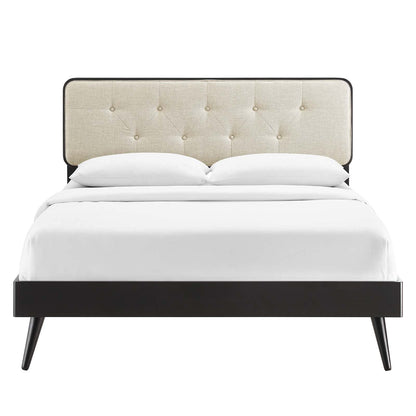 adjustable bed bases | CasaFoyer Bridgette Tufted Wood King Platform Bed | Retro Charm | Mid-Century Style | Button Tufted Headboard | Sturdy Splayed Legs | Wood Slat Support System | King Size | casafoyer.myshopify.com