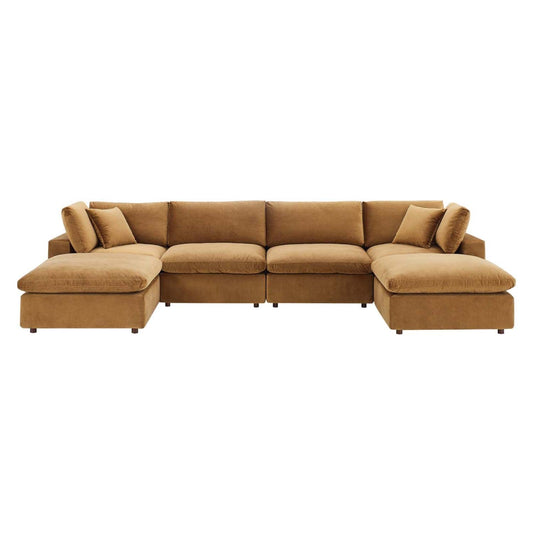 sofas | CasaFoyer Commix 6-Piece Sectional Sofa | Luxurious & Inviting | Stain-Resistant Velvet | Solid Wood Construction | Overstuffed Down Feather Cushions | Ample Seating | 331 lbs Weight Capacity | Plastic Foot Glides | casafoyer.myshopify.com