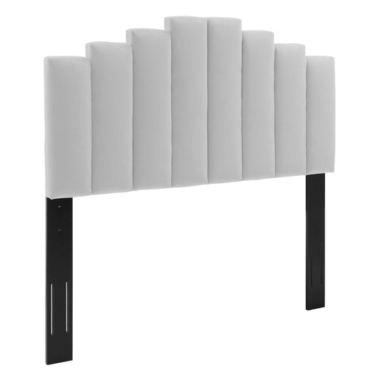 headboards | CasaFoyer Noelle Performance Velvet King/California King Headboard | Opulent Art Deco Design | Stain-Resistant Fabric | Adjustable Height | Light Gray | casafoyer.myshopify.com