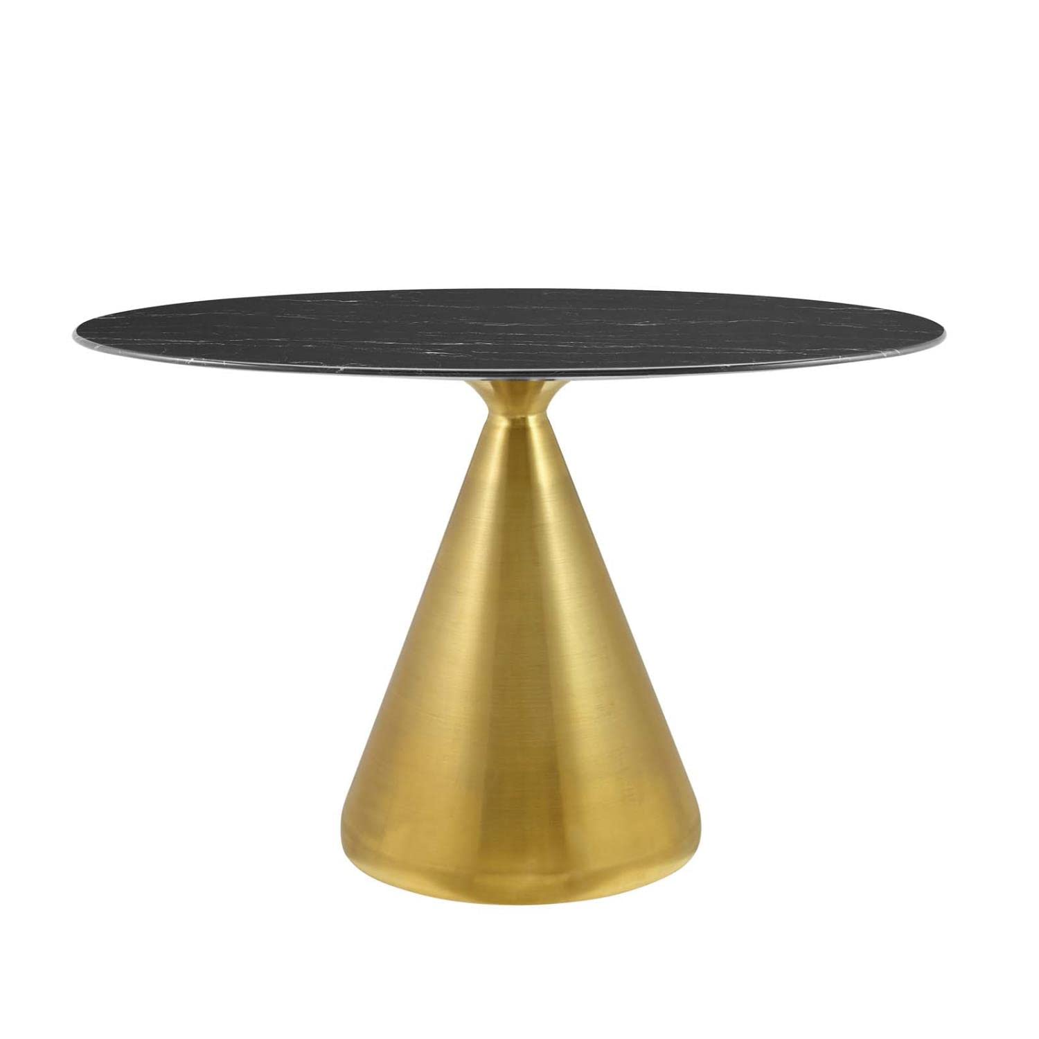 patio dining tables | CasaFoyer Tupelo 48 Oval Artificial Marble Dining Table | Modern Style | Mid-Century Charm | Polished Gold Metal Base | Easy to Clean | Non-Marking Ring | casafoyer.myshopify.com