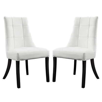 home office desk chairs | CasaFoyer Noblesse Dining Chair Set of 2 | Grandeur & Comfort | Faux Leather Checkerboard Pattern | White | casafoyer.myshopify.com