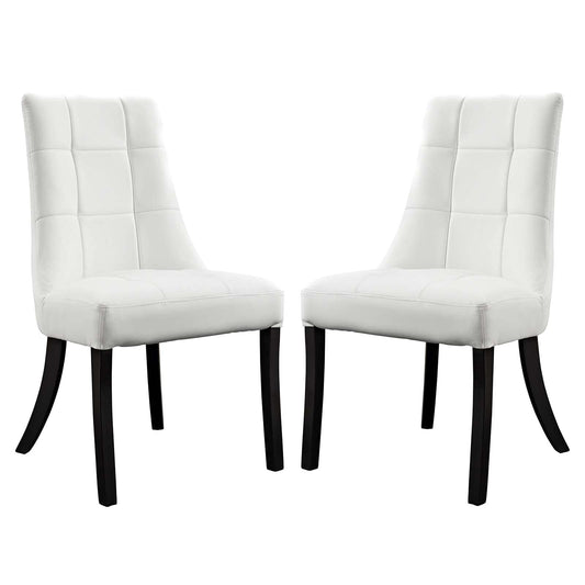 home office desk chairs | CasaFoyer Noblesse Dining Chair Set of 2 | Grandeur & Comfort | Faux Leather Checkerboard Pattern | White | casafoyer.myshopify.com