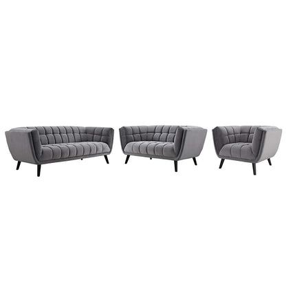 kitchen and dining room sets | CasaFoyer Bestow Performance Velvet Living Room Set | Wide-Profile Design | Soft & Durable Upholstery | Button Tufting | Black Wood Legs | Includes Armchair, Loveseat, Sofa | Perfect for Mid-Century, Modern Farmhouse, Contemporary Decor | casafoyer.myshopify.com