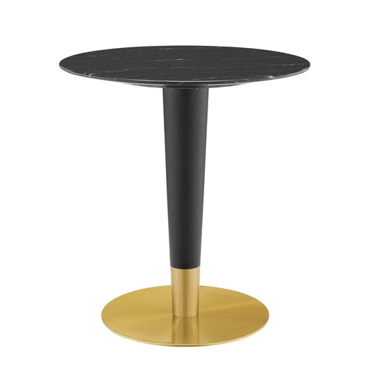patio dining tables | CasaFoyer Zinque Dining Table | 28 Artificial Marble | Stylish Design | Easy to Clean | Black & Gold Base | Assembly Required | casafoyer.myshopify.com