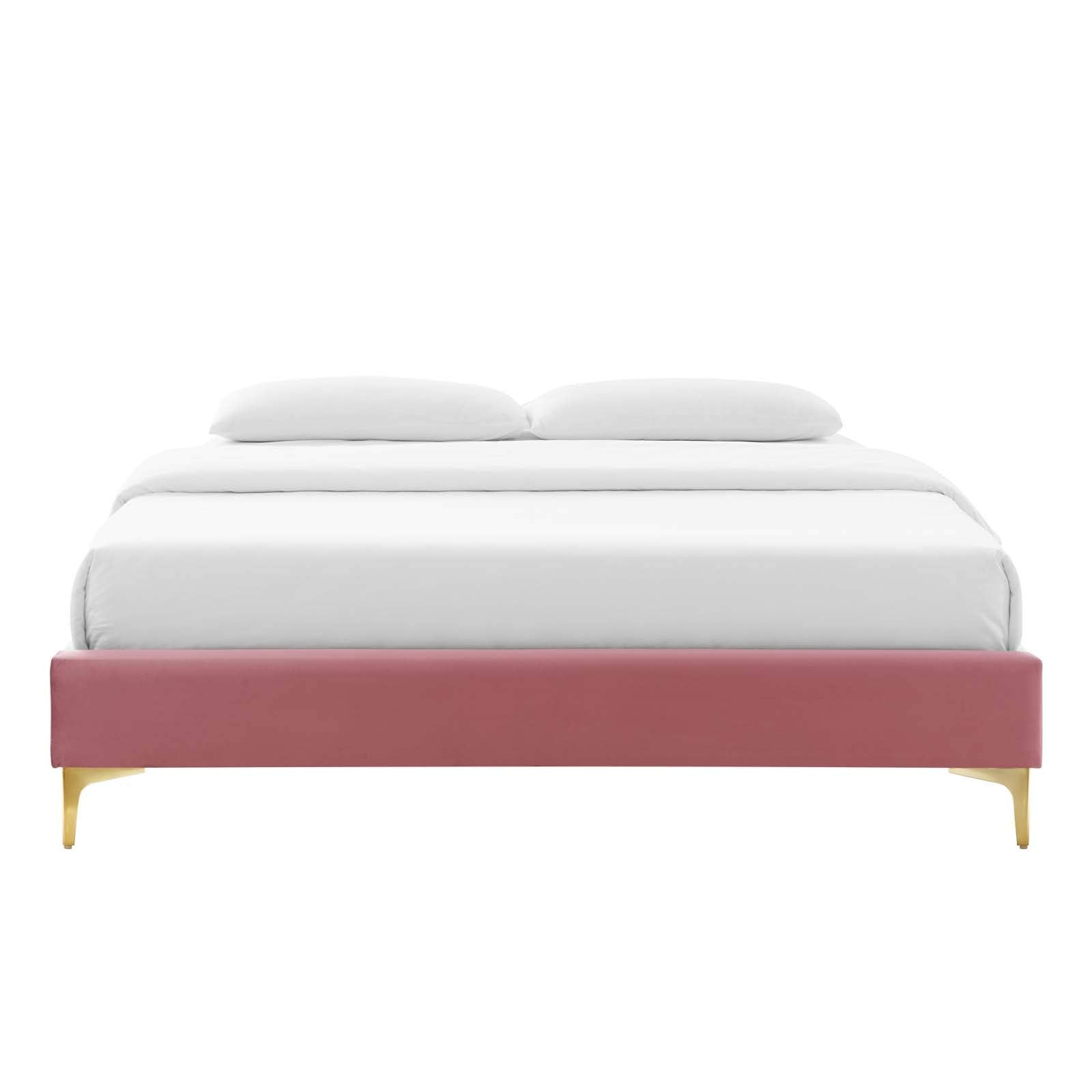 bed frames | CasaFoyer Sutton Performance Velvet King Bed Frame | Stain-Resistant | Durable | Elegant | Supports Various Mattress Types | Gold Metal Legs | Easy Assembly | Dusty Rose | casafoyer.myshopify.com