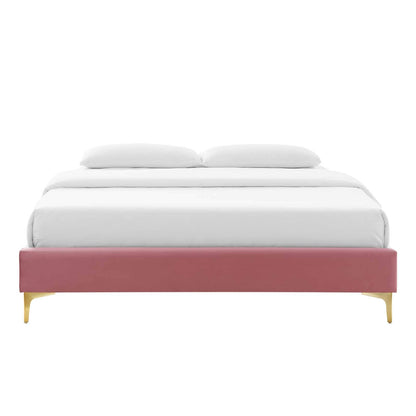 bed frames | CasaFoyer Sutton Performance Velvet King Bed Frame | Stain-Resistant | Durable | Elegant | Supports Various Mattress Types | Gold Metal Legs | Easy Assembly | Dusty Rose | casafoyer.myshopify.com