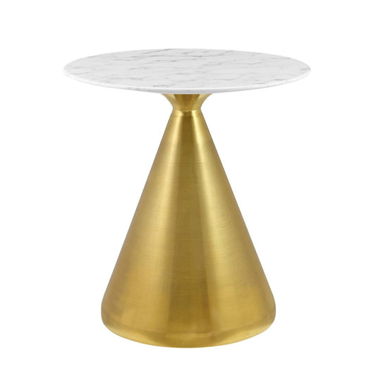 patio dining tables | CasaFoyer Tupelo 28 Dining Table | Modern Style | Mid-Century Charm | Polished Gold Metal Base | Easy-to-Clean Artificial Marble Top | Non-Marking Ring | casafoyer.myshopify.com