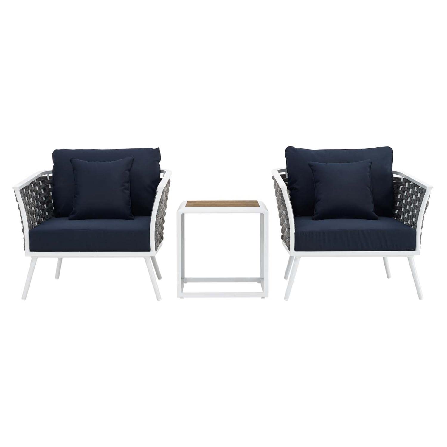 kitchen and dining room sets | CasaFoyer Stance Outdoor Collection | Modern Design | Waterproof Cushions | Durable Aluminum Frame | Includes Side Table & Armchairs | casafoyer.myshopify.com