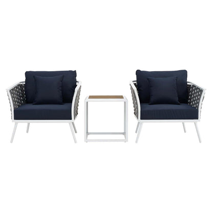 kitchen and dining room sets | CasaFoyer Stance Outdoor Collection | Modern Design | Waterproof Cushions | Durable Aluminum Frame | Includes Side Table & Armchairs | casafoyer.myshopify.com