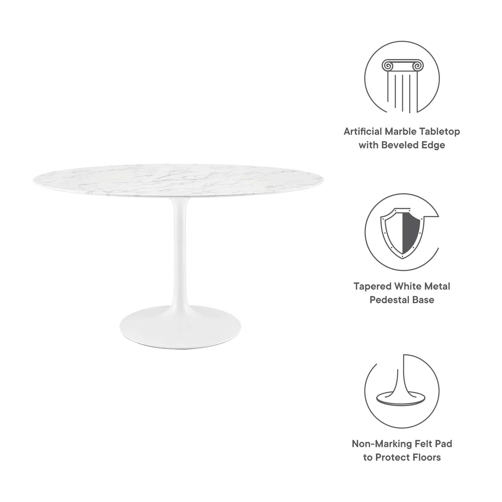 Dining Table | Lippa 54 Oval Artificial Marble Dining Table | Timeless Modern Design | Scratch Resistant Finish | Tapered Metal Base | casafoyer.myshopify.com
