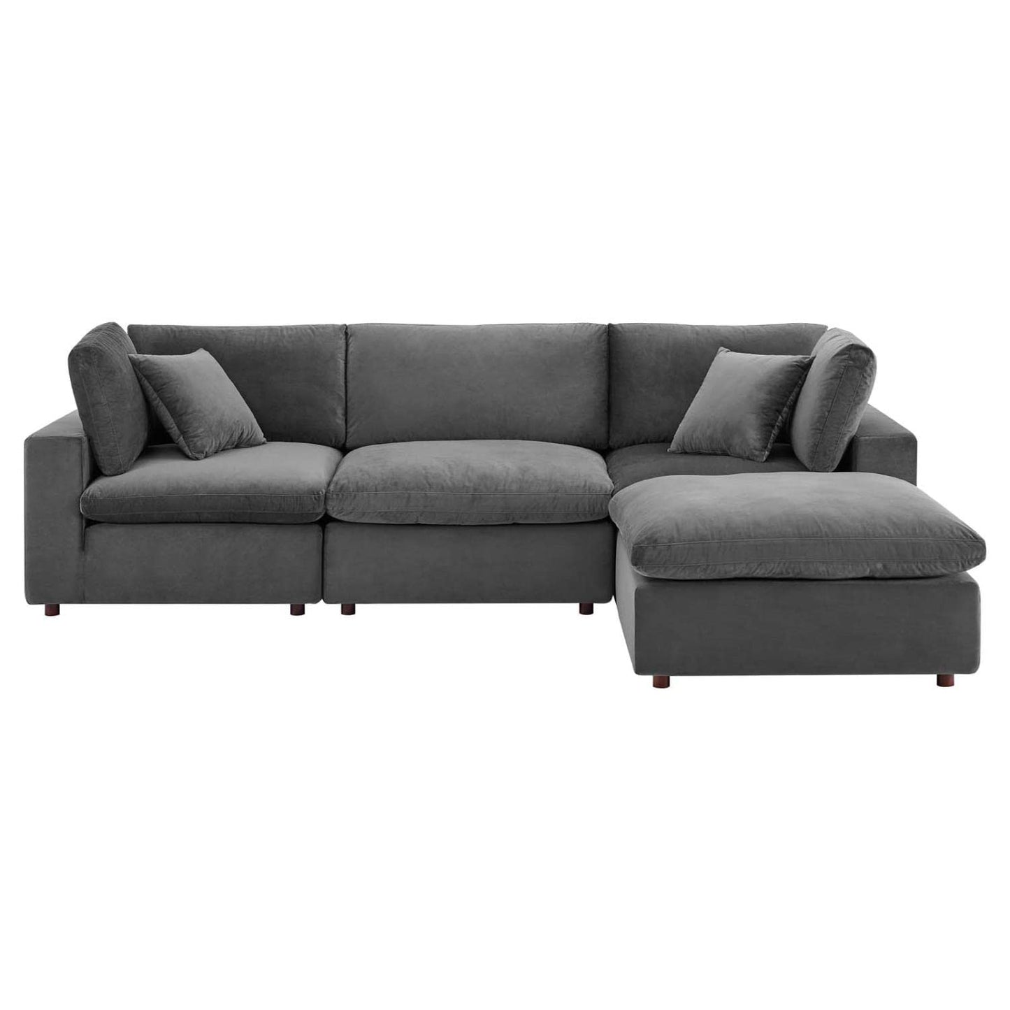 sofas | CasaFoyer Commix Sectional Sofa | Stain-Resistant Velvet | Solid Wood Construction | Foam Padded Cushions | Ultimate Comfort | Gray | casafoyer.myshopify.com