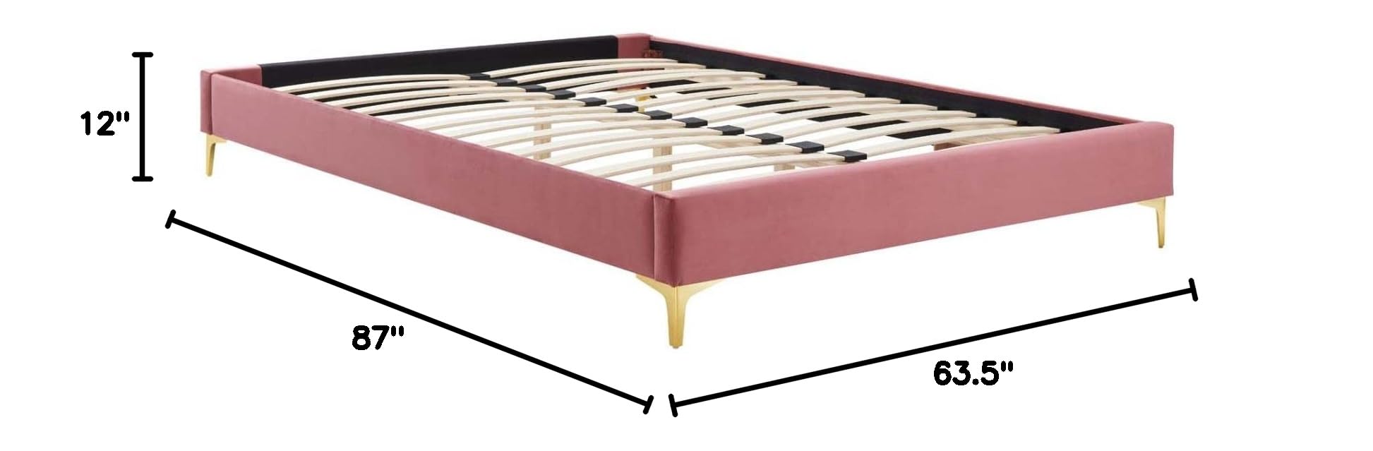 bed frames | CasaFoyer Sutton Performance Velvet Queen Bed Frame | Stain-Resistant | Durable | No Box Spring Needed | Gold Metal Legs | 800 lbs Weight Capacity | casafoyer.myshopify.com