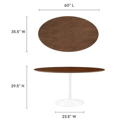 Dining Table | Lippa 60 Oval Walnut Dining Table | Timeless Modern Design | Walnut Veneer Top | Tapered Metal Base | Chip-Resistant Finish | casafoyer.myshopify.com