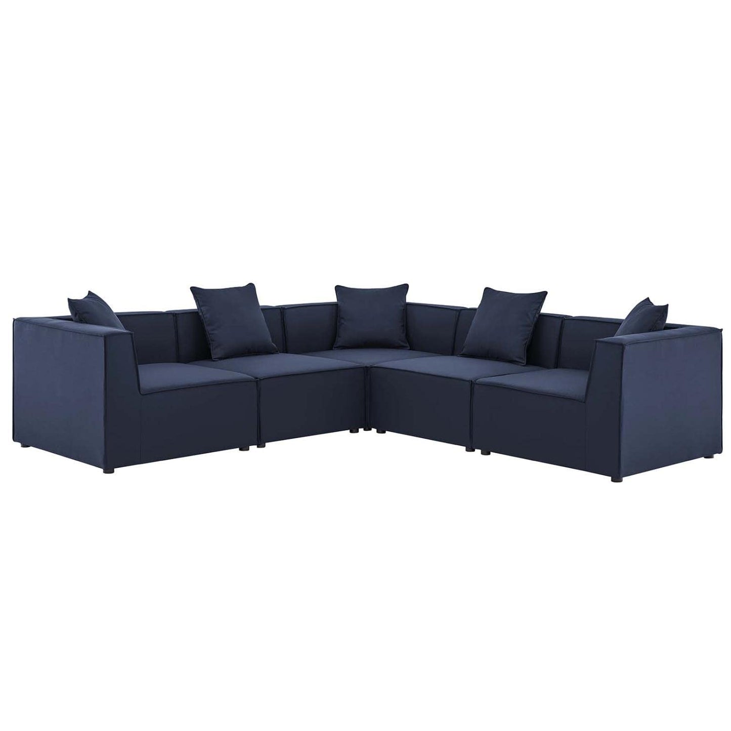 executive chairs | CasaFoyer Outdoor Patio Saybrook Upholstered 5-Piece Sectional Sofa | All-Weather Furniture Set | Water & UV-Resistant | Durable Aluminum Frame | Ideal for Porch, Deck, Poolside, or Patio | Includes 3 Corner Chairs & 2 Armless Chairs | Navy | casafoyer.myshopify.com