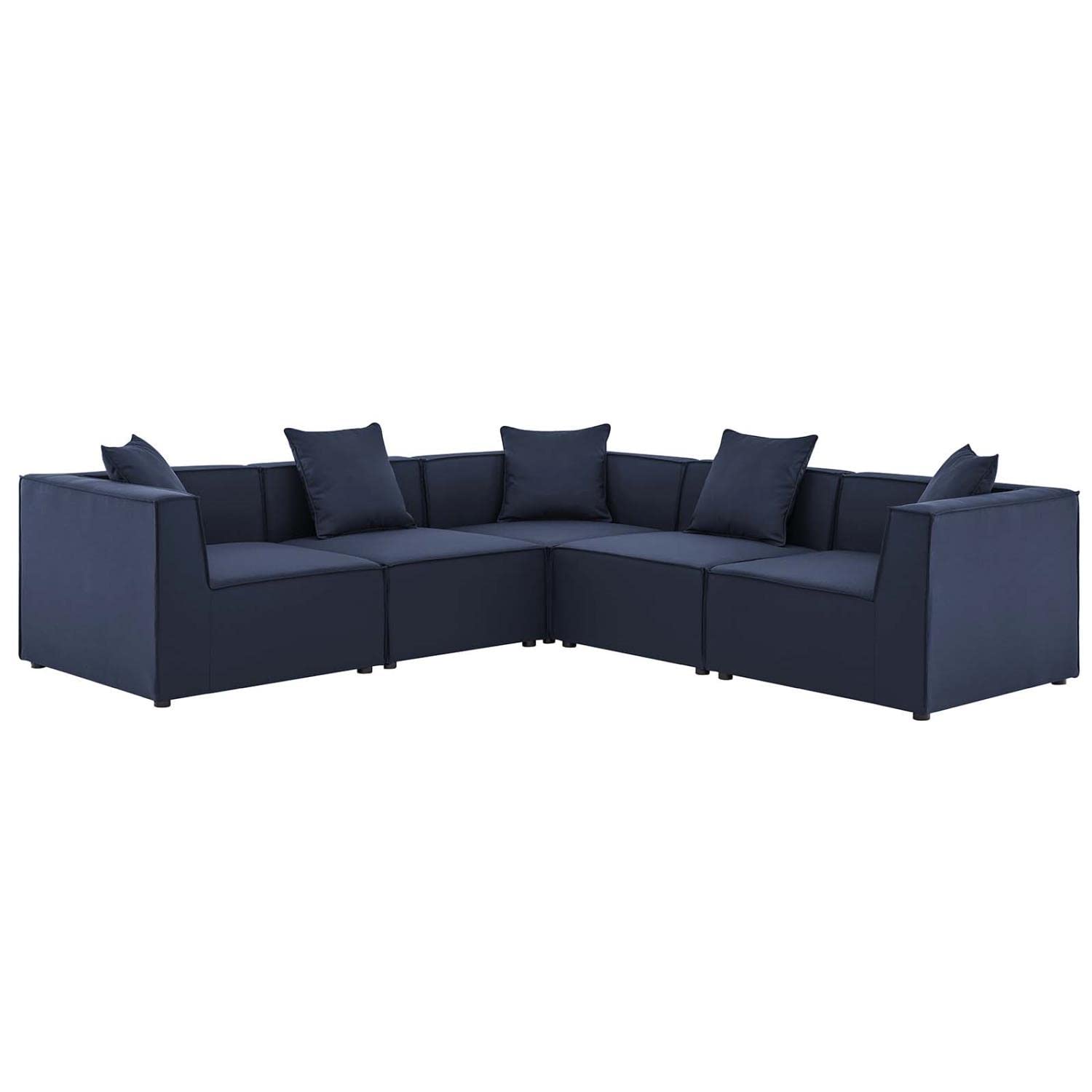 executive chairs | CasaFoyer Outdoor Patio Saybrook Upholstered 5-Piece Sectional Sofa | All-Weather Furniture Set | Water & UV-Resistant | Durable Aluminum Frame | Ideal for Porch, Deck, Poolside, or Patio | Includes 3 Corner Chairs & 2 Armless Chairs | Navy | casafoyer.myshopify.com