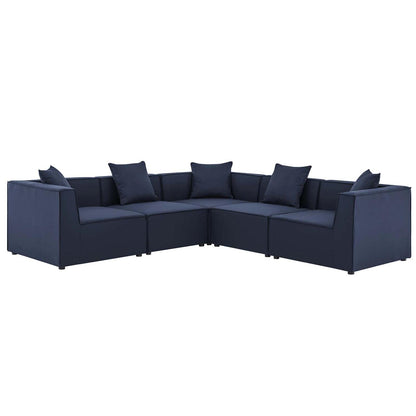 executive chairs | CasaFoyer Outdoor Patio Saybrook Upholstered 5-Piece Sectional Sofa | All-Weather Furniture Set | Water & UV-Resistant | Durable Aluminum Frame | Ideal for Porch, Deck, Poolside, or Patio | Includes 3 Corner Chairs & 2 Armless Chairs | Navy | casafoyer.myshopify.com