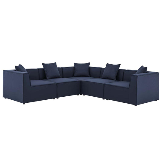 executive chairs | CasaFoyer Outdoor Patio Saybrook Upholstered 5-Piece Sectional Sofa | All-Weather Furniture Set | Water & UV-Resistant | Durable Aluminum Frame | Ideal for Porch, Deck, Poolside, or Patio | Includes 3 Corner Chairs & 2 Armless Chairs | Navy | casafoyer.myshopify.com