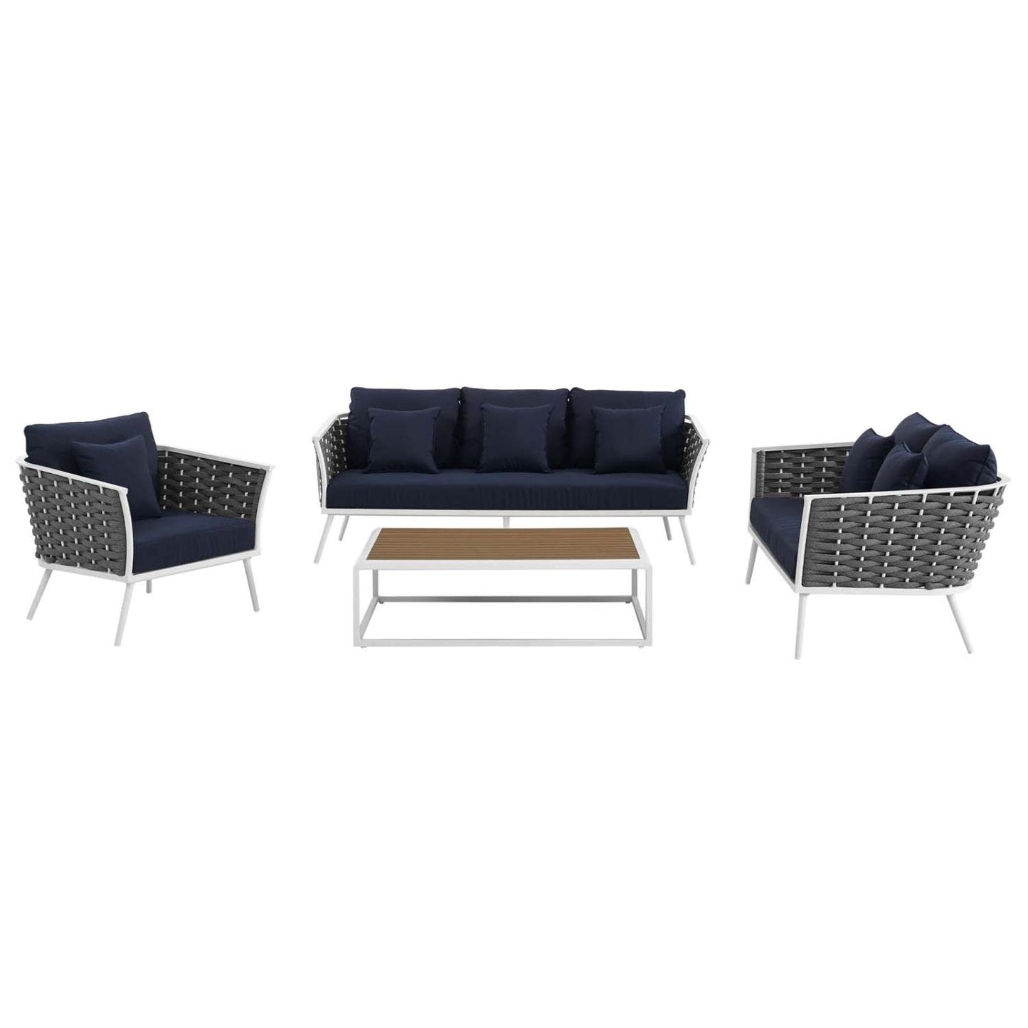 kitchen and dining room sets | CasaFoyer Stance Outdoor Collection | Modern Design | Waterproof Cushions | Durable Aluminum Frame | 4 Piece Patio Set | casafoyer.myshopify.com