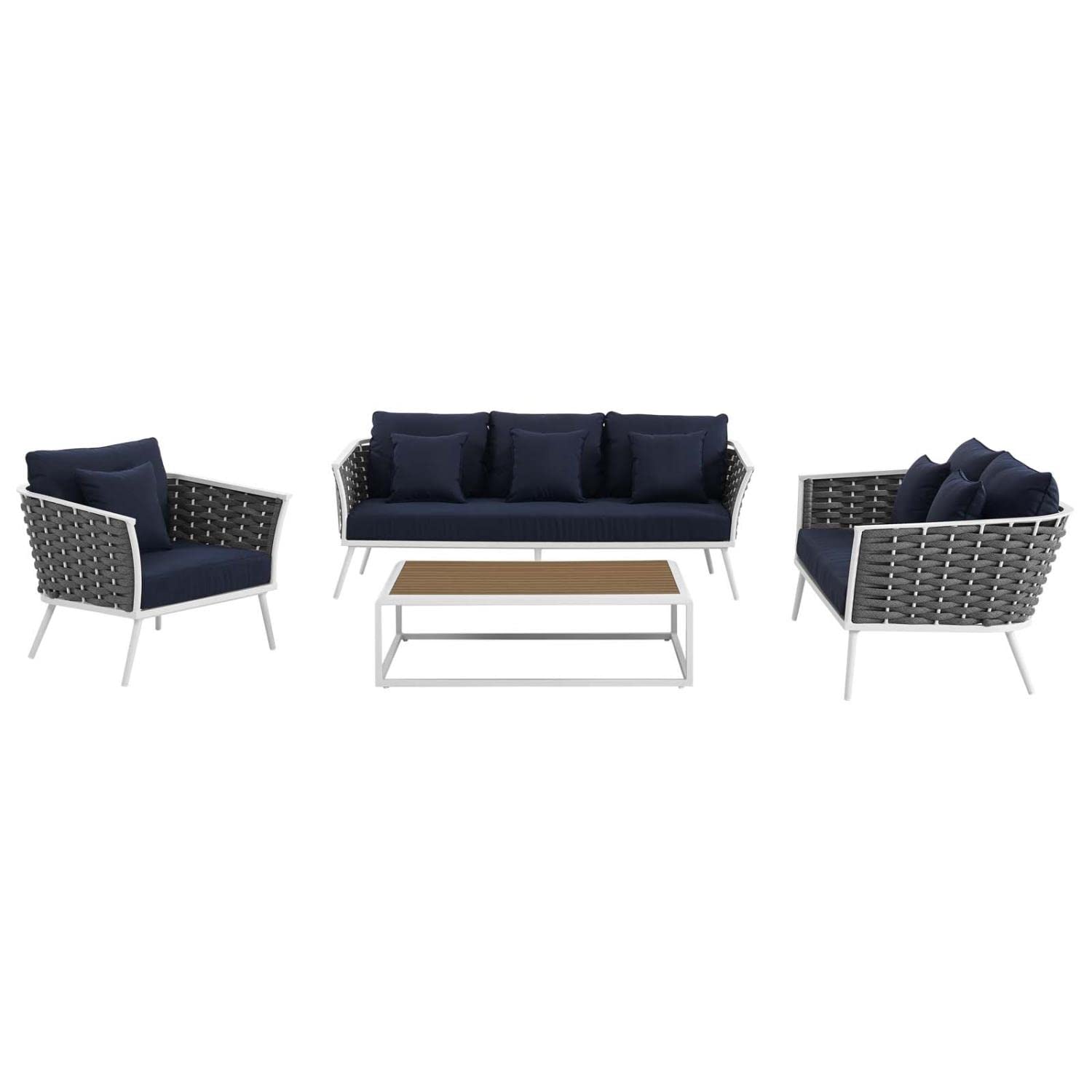 kitchen and dining room sets | CasaFoyer Stance Outdoor Collection | Modern Design | Waterproof Cushions | Durable Aluminum Frame | 4 Piece Patio Set | casafoyer.myshopify.com