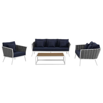 kitchen and dining room sets | CasaFoyer Stance Outdoor Collection | Modern Design | Waterproof Cushions | Durable Aluminum Frame | 4 Piece Patio Set | casafoyer.myshopify.com