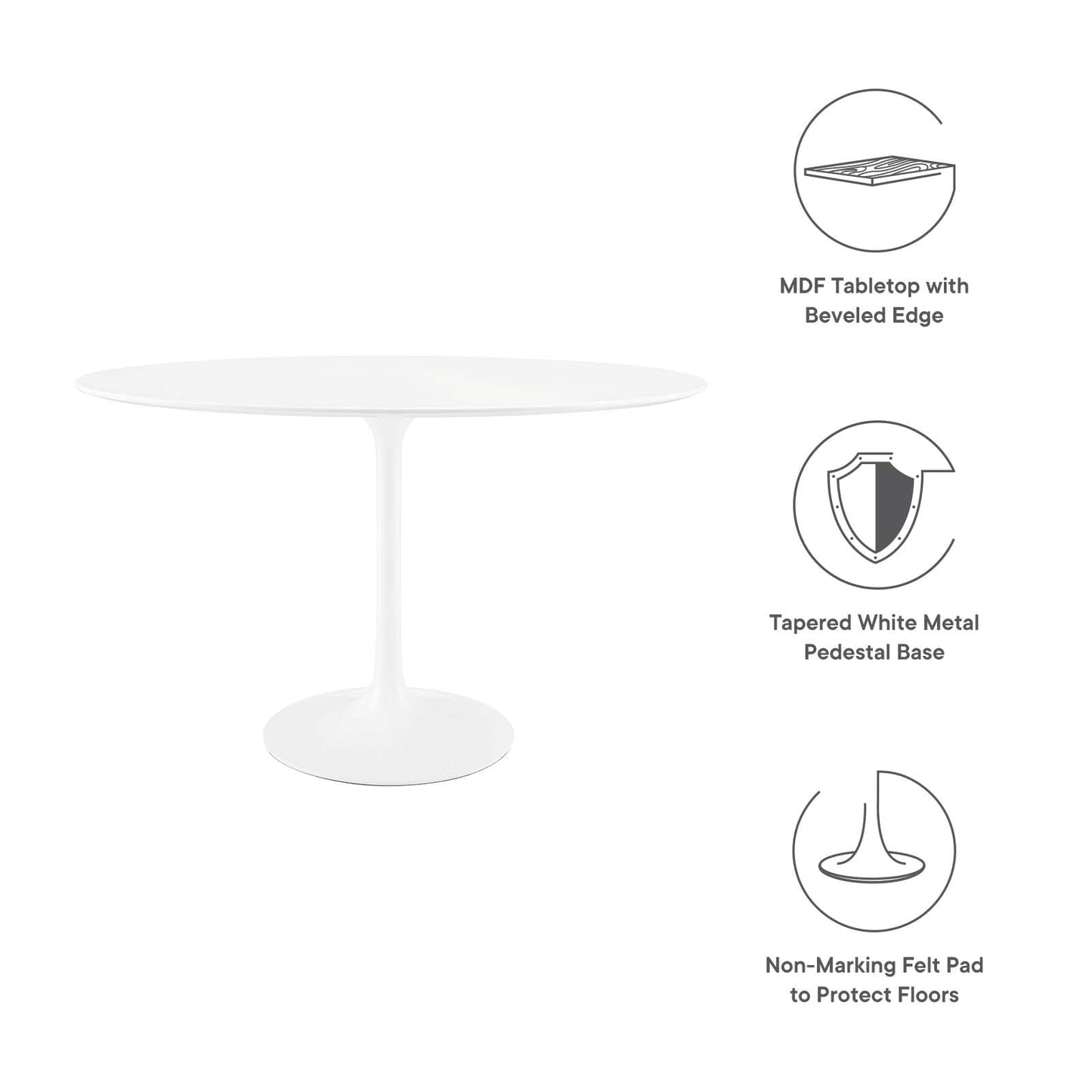 Dining Table | Lippa 48 Oval Dining Table | Timeless Modernism | Seamless Organic Shape | White Top | Metal Tapered Base | Chip-Resistant Finish | casafoyer.myshopify.com
