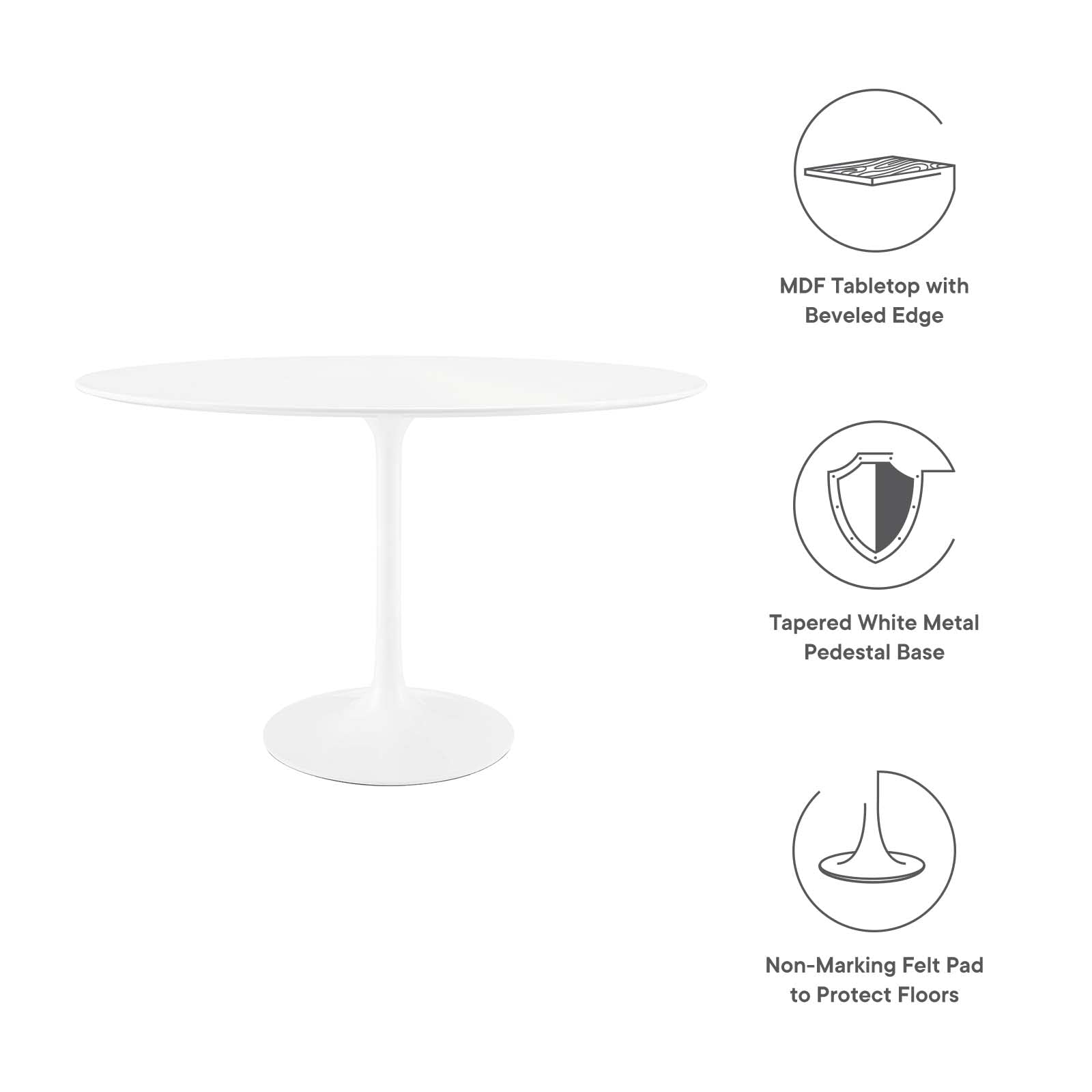 Dining Table | Lippa 48 Oval Dining Table | Timeless Modernism | Seamless Organic Shape | White Top | Metal Tapered Base | Chip-Resistant Finish | casafoyer.myshopify.com