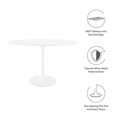 Dining Table | Lippa 48 Oval Dining Table | Timeless Modernism | Seamless Organic Shape | White Top | Metal Tapered Base | Chip-Resistant Finish | casafoyer.myshopify.com