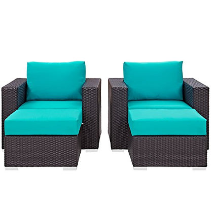 kitchen and dining room sets | CasaFoyer Convene Outdoor Sectional Set | Durable Rattan & Aluminum Frame | Weather-Resistant Cushions | 4 Piece Sofa & Ottoman Set | casafoyer.myshopify.com