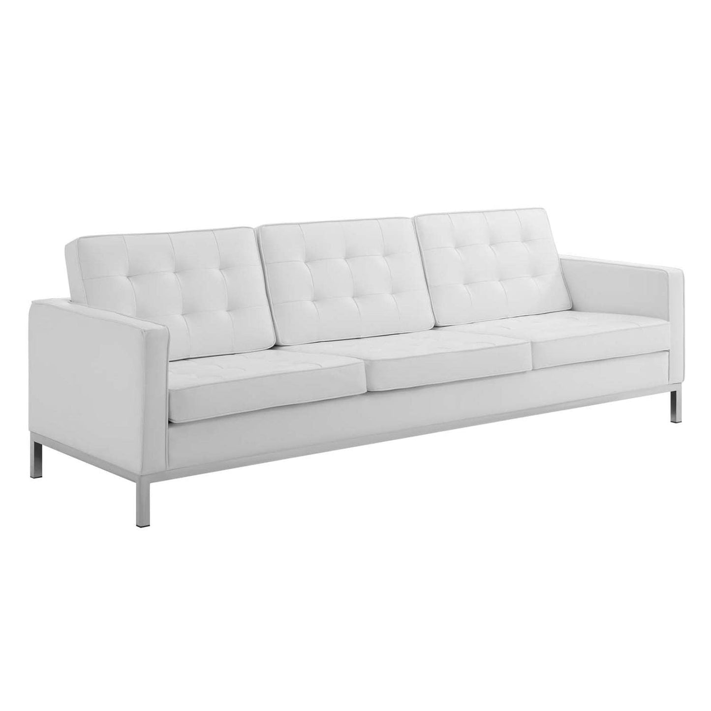 kitchen and dining room sets | CasaFoyer Loft 3 Piece Tufted Faux Leather Accent Set | Modern Design | Stainless Steel Frame | Silver Legs | 900 lbs Capacity | casafoyer.myshopify.com