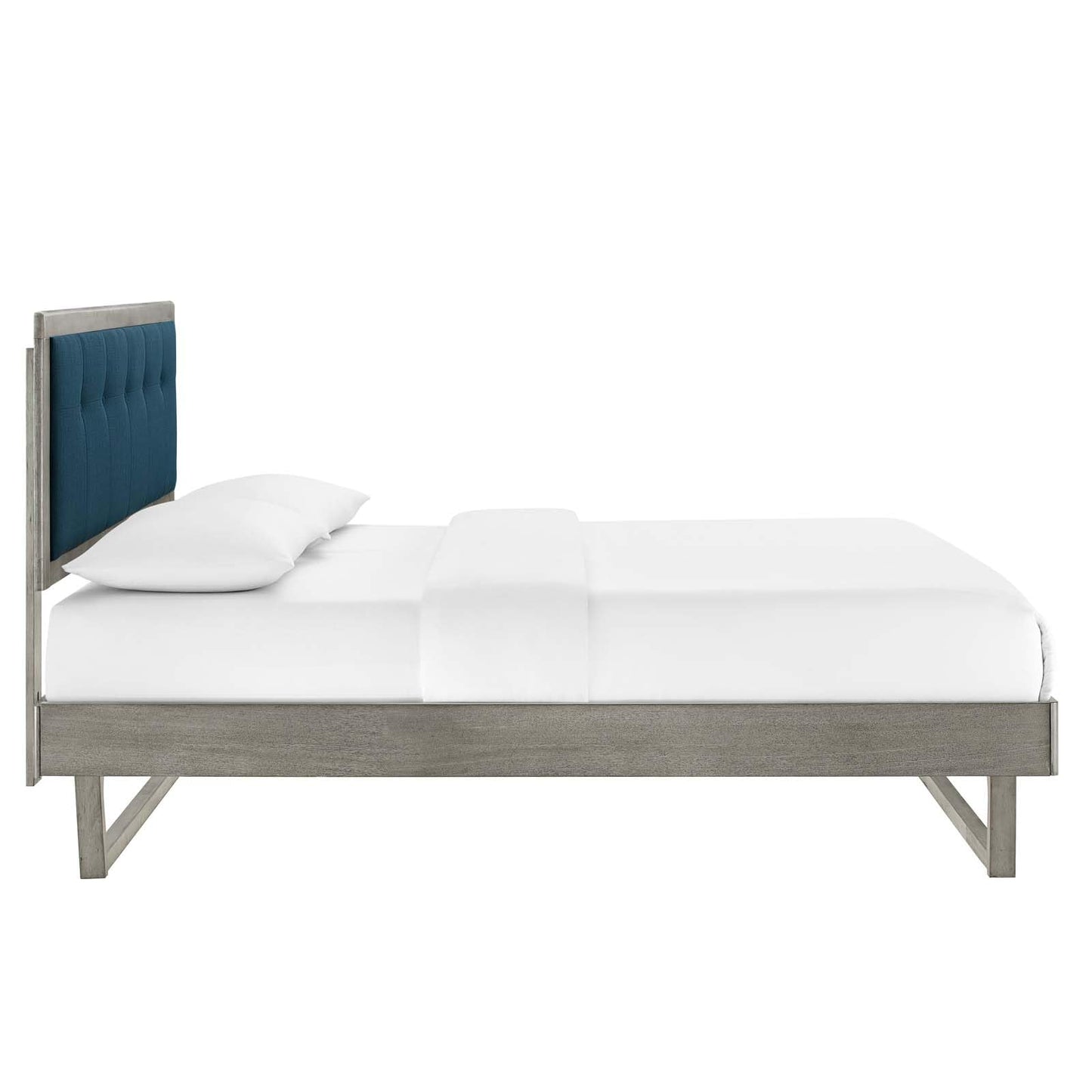 Bed | CasaFoyer Willow Tufted Wood King Platform Bed | Contemporary Charm | Natural Appeal | Mid-Century Design | Button Tufted Headboard | Sturdy Materials | Wood Slat Support | No Box Spring Needed | 601 lbs Weight Capacity | casafoyer.myshopify.com