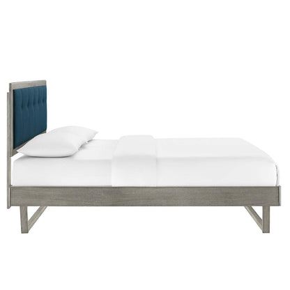 Bed | CasaFoyer Willow Tufted Wood King Platform Bed | Contemporary Charm | Natural Appeal | Mid-Century Design | Button Tufted Headboard | Sturdy Materials | Wood Slat Support | No Box Spring Needed | 601 lbs Weight Capacity | casafoyer.myshopify.com