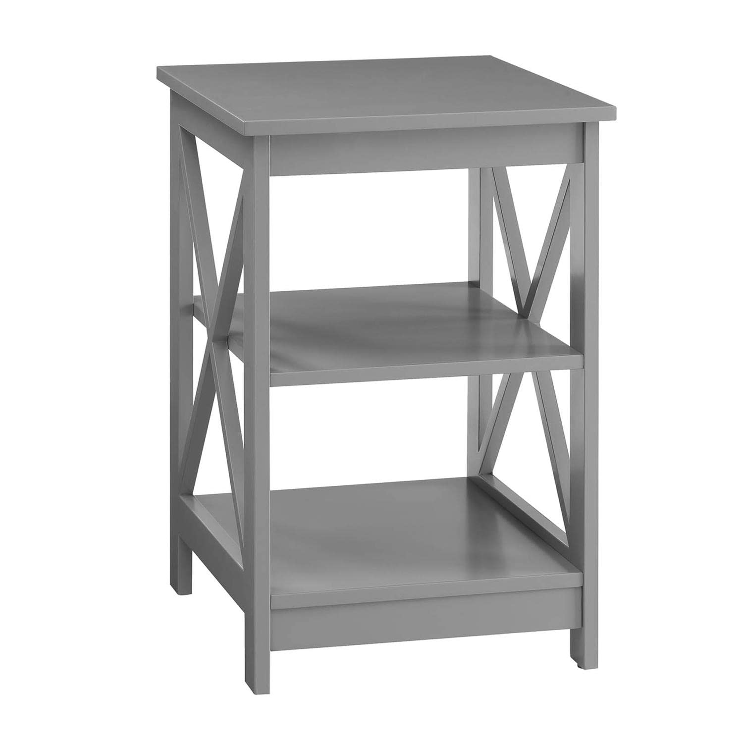 TABLE | Ergode Oxford End Table with Shelves | Stylish & Versatile Home Decor | Sleek Design with X Frame Panel Sides | Ample Storage Space | Durable MDF Construction | Fresh & Contemporary Appeal | casafoyer.myshopify.com
