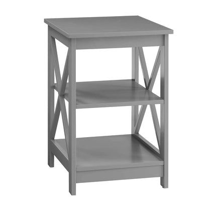 TABLE | Ergode Oxford End Table with Shelves | Stylish & Versatile Home Decor | Sleek Design with X Frame Panel Sides | Ample Storage Space | Durable MDF Construction | Fresh & Contemporary Appeal | casafoyer.myshopify.com