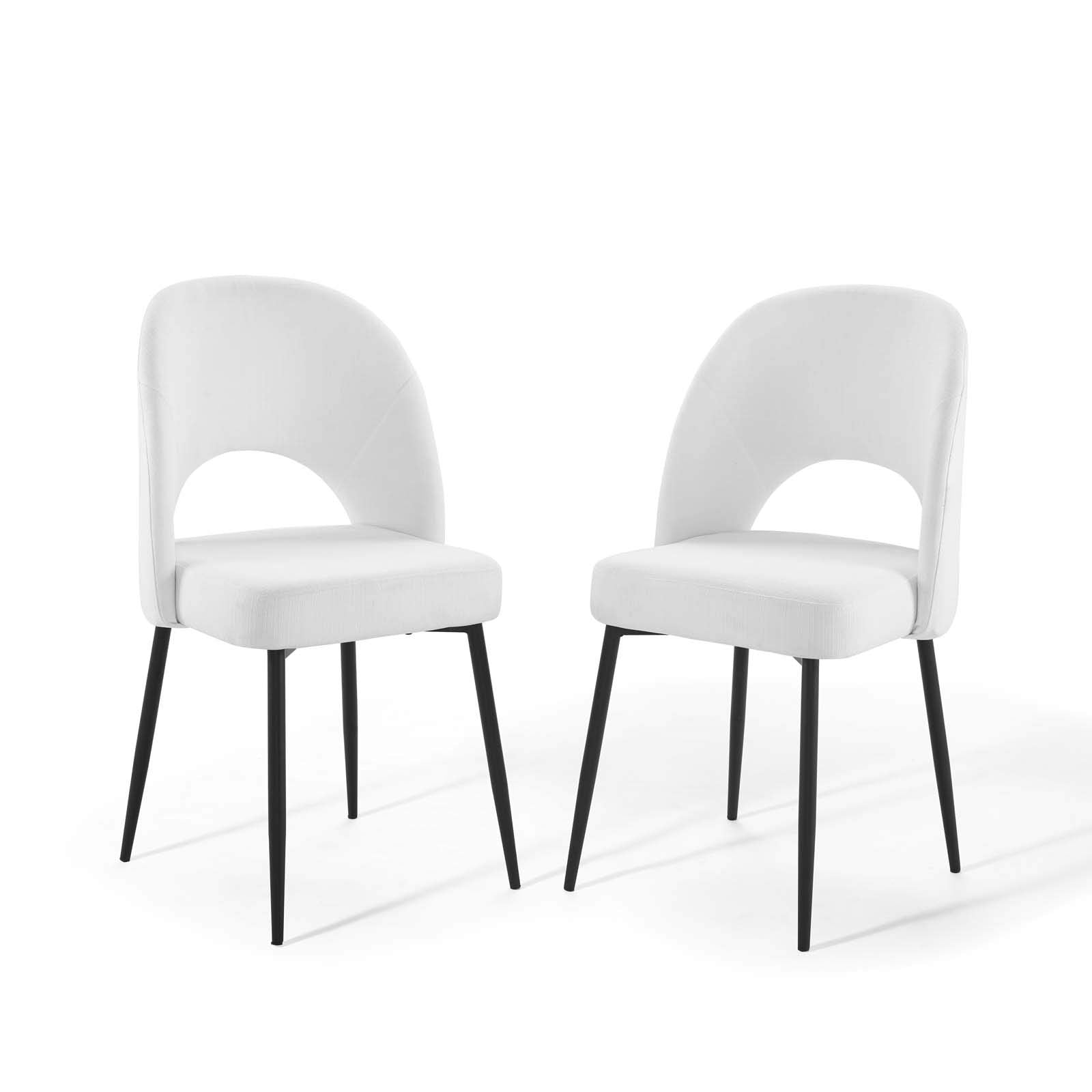 Dining Table | Rouse Upholstered Fabric Dining Side Chair | Elegant & Cozy | Plush Foam Padding | Luxurious Fabric Upholstery | Sturdy Bentwood | Matte Black Stainless Steel Legs | Open Back Design | Set of 2 | casafoyer.myshopify.com