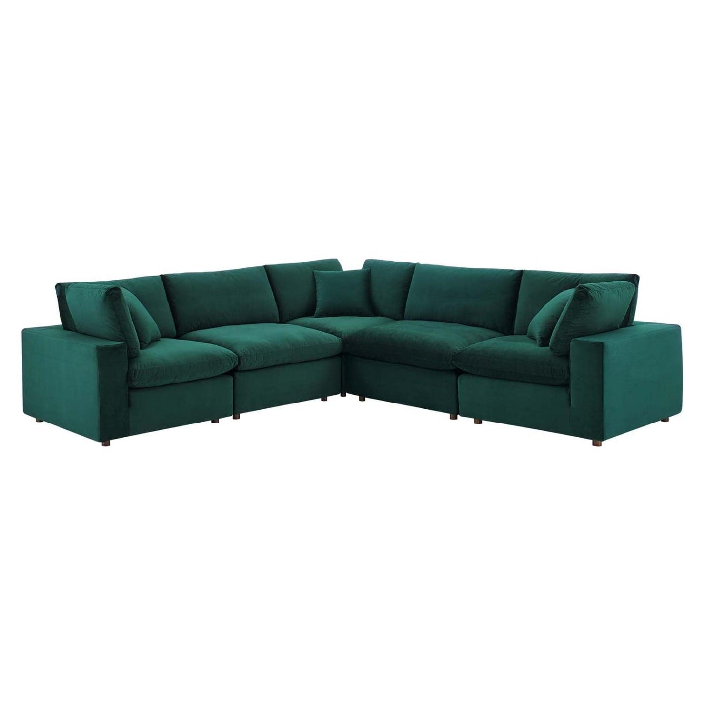 kitchen and dining room sets | CasaFoyer Commix | Luxurious Sectional Sofa | Plush Comfort | Stain-Resistant Velvet | Solid Wood Construction | 5-Piece Set | Green | casafoyer.myshopify.com