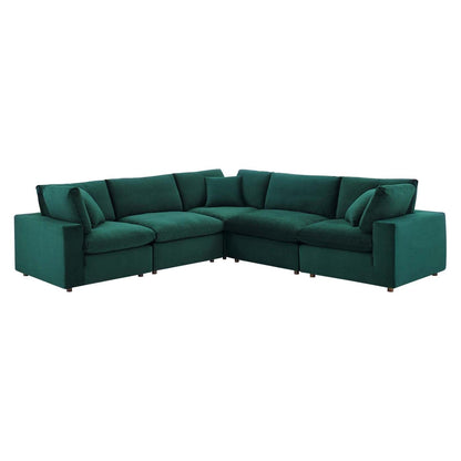 kitchen and dining room sets | CasaFoyer Commix | Luxurious Sectional Sofa | Plush Comfort | Stain-Resistant Velvet | Solid Wood Construction | 5-Piece Set | Green | casafoyer.myshopify.com