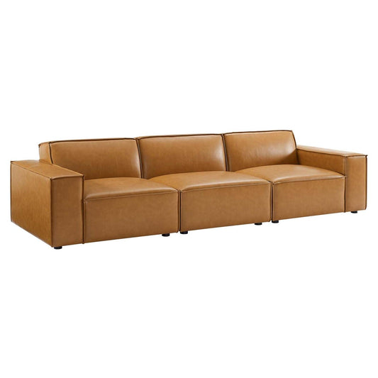 kitchen and dining room sets | CasaFoyer Restore Vegan Leather Sofa | Luxurious 3-Piece Lounge Furniture | Foam Padding & French Piping | Tan | casafoyer.myshopify.com