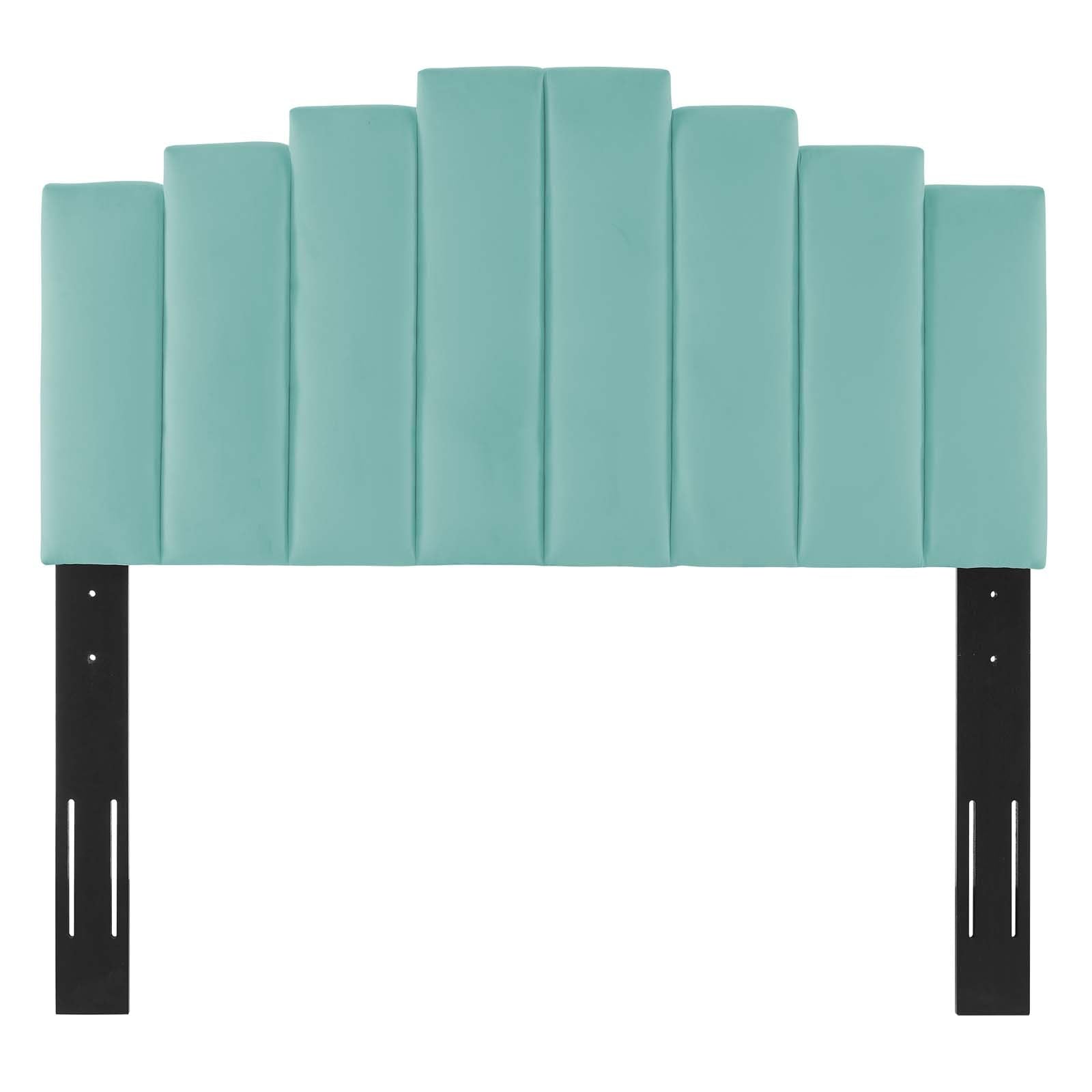 headboards | CasaFoyer Noelle Performance Velvet Full/Queen Headboard | Opulent Art Deco Style | Stain-Resistant | Adjustable Height | Densely Padded Foam | Mint | casafoyer.myshopify.com