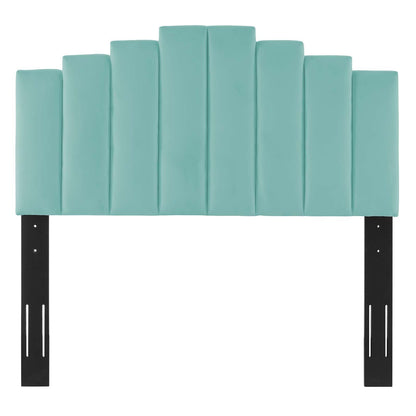 headboards | CasaFoyer Noelle Performance Velvet Full/Queen Headboard | Opulent Art Deco Style | Stain-Resistant | Adjustable Height | Densely Padded Foam | Mint | casafoyer.myshopify.com