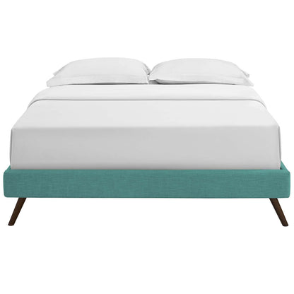Bed | CasaFoyer  Loryn Platform Bed | Solid Wood Frame | Polyester Upholstery | Tapered Legs | No Box Spring Needed | Teal | casafoyer.myshopify.com