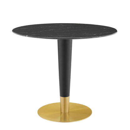 patio dining tables | CasaFoyer Zinque Dining Table | 36 Artificial Marble Top | Modern Mid-Century Design | Gold Black Base | Easy to Clean | Perfect for Entertaining or Everyday Dining | casafoyer.myshopify.com
