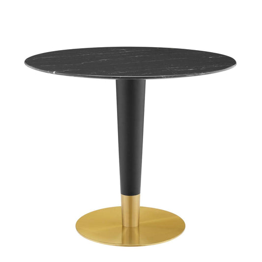 patio dining tables | CasaFoyer Zinque Dining Table | 36 Artificial Marble Top | Modern Mid-Century Design | Gold Black Base | Easy to Clean | Perfect for Entertaining or Everyday Dining | casafoyer.myshopify.com