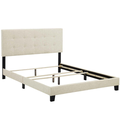 Bed | CasaFoyer Amira Queen Bed | Dreamy Atmosphere | Elegant Design | Plush Upholstered Base | Button-Tufted Headboard | Sturdy Wooden Frame | Accommodates Various Mattress Types | Sleek & Sophisticated | 800 lbs Weight Capacity | Box Spring Not Included | casafoyer.myshopify.com